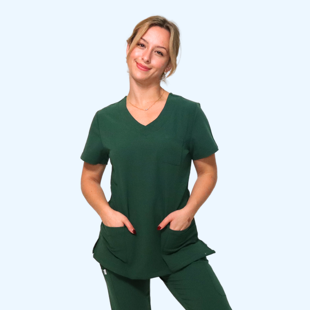 
                      
                        Comfort Fit Hunter Green Medical Scrub Top
                      
                    