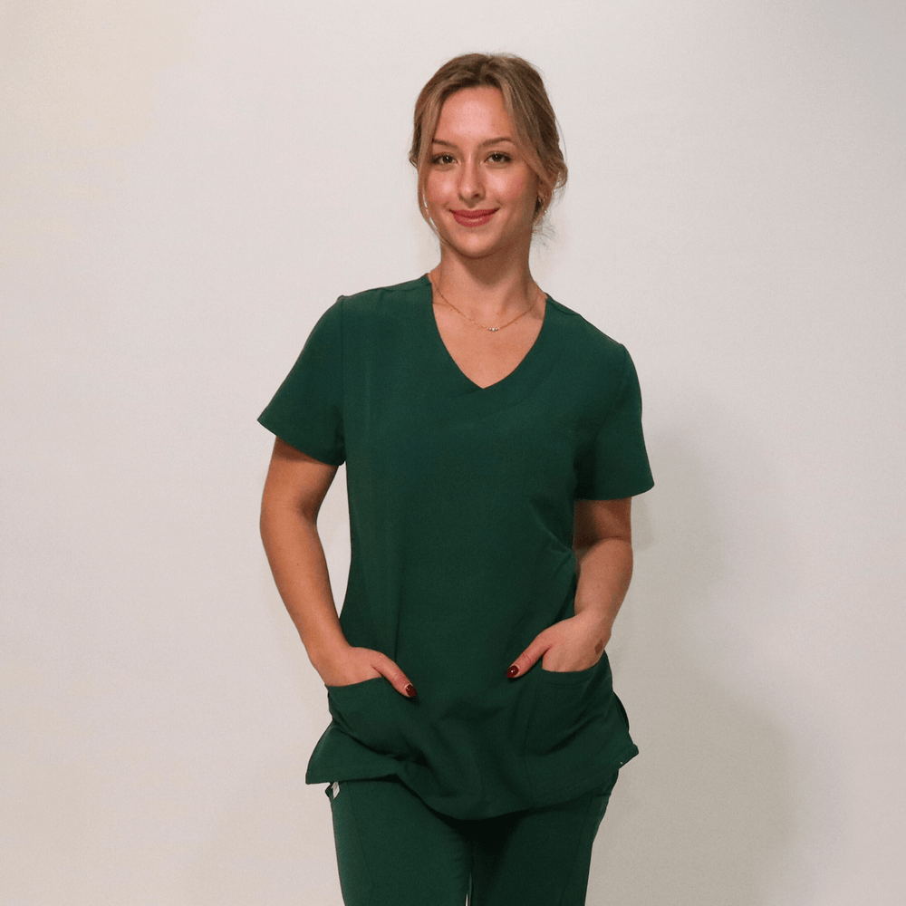 Comfort Fit Hunter Green Medical Scrub Top