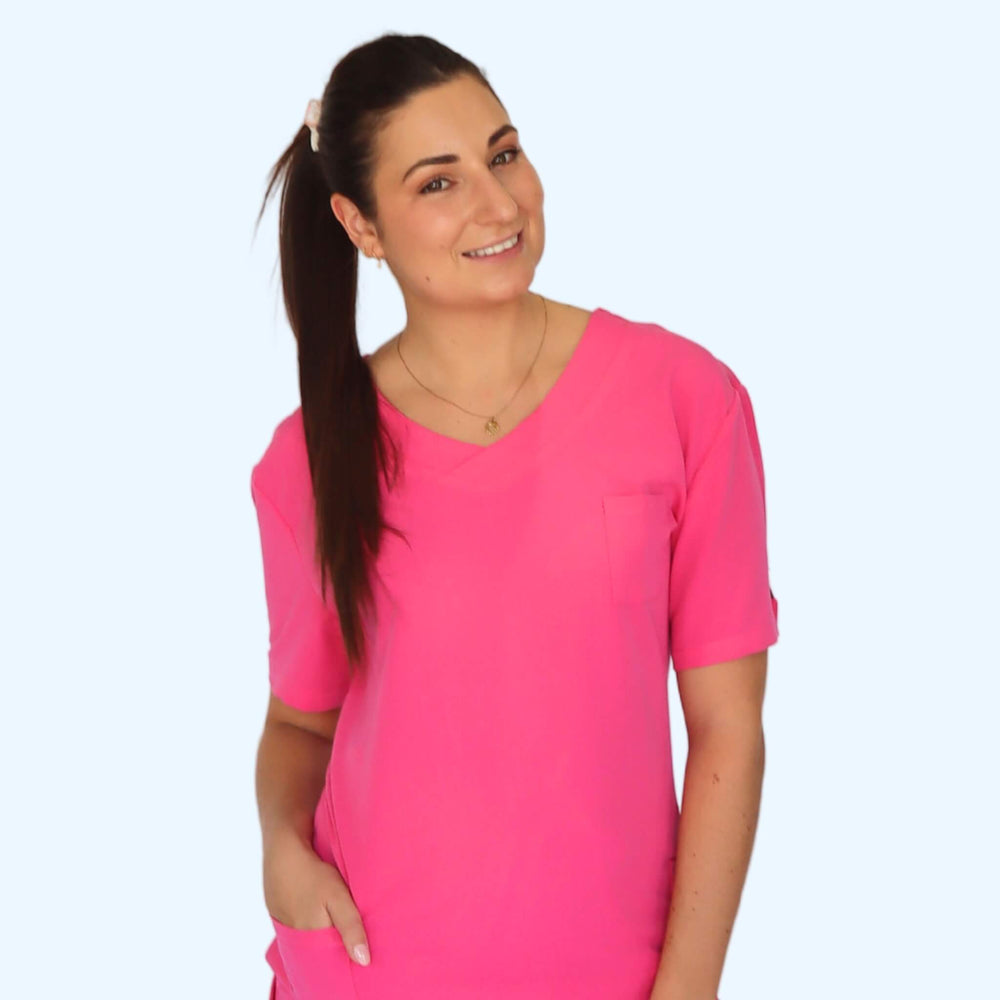 
                      
                        Comfort Fit Hot Pink Medical Scrub Top
                      
                    