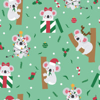 Green Koala Cotton Christmas Scrub Top