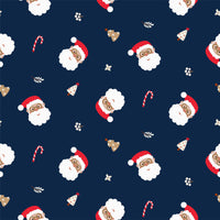 Navy Santa Cotton Christmas Scrub Top