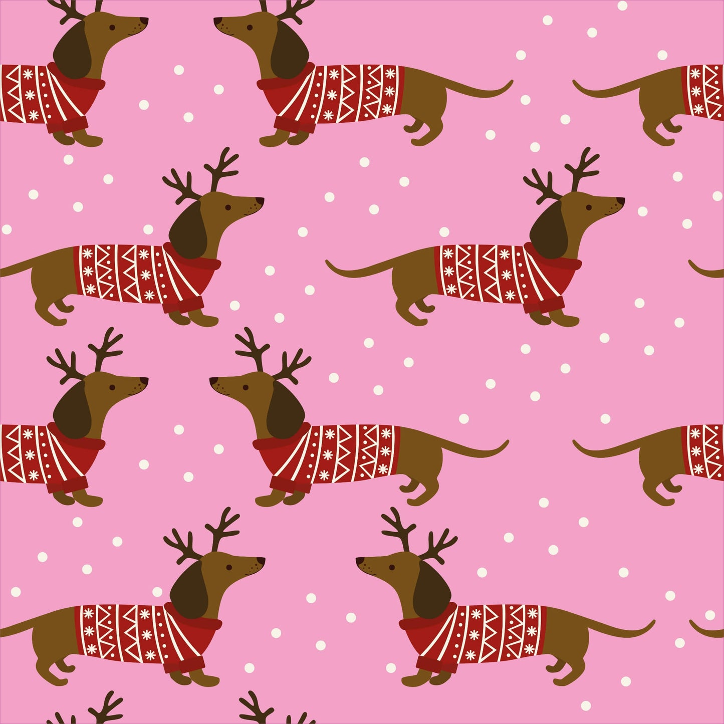 Pink Dachshund Cotton Christmas Scrub Top