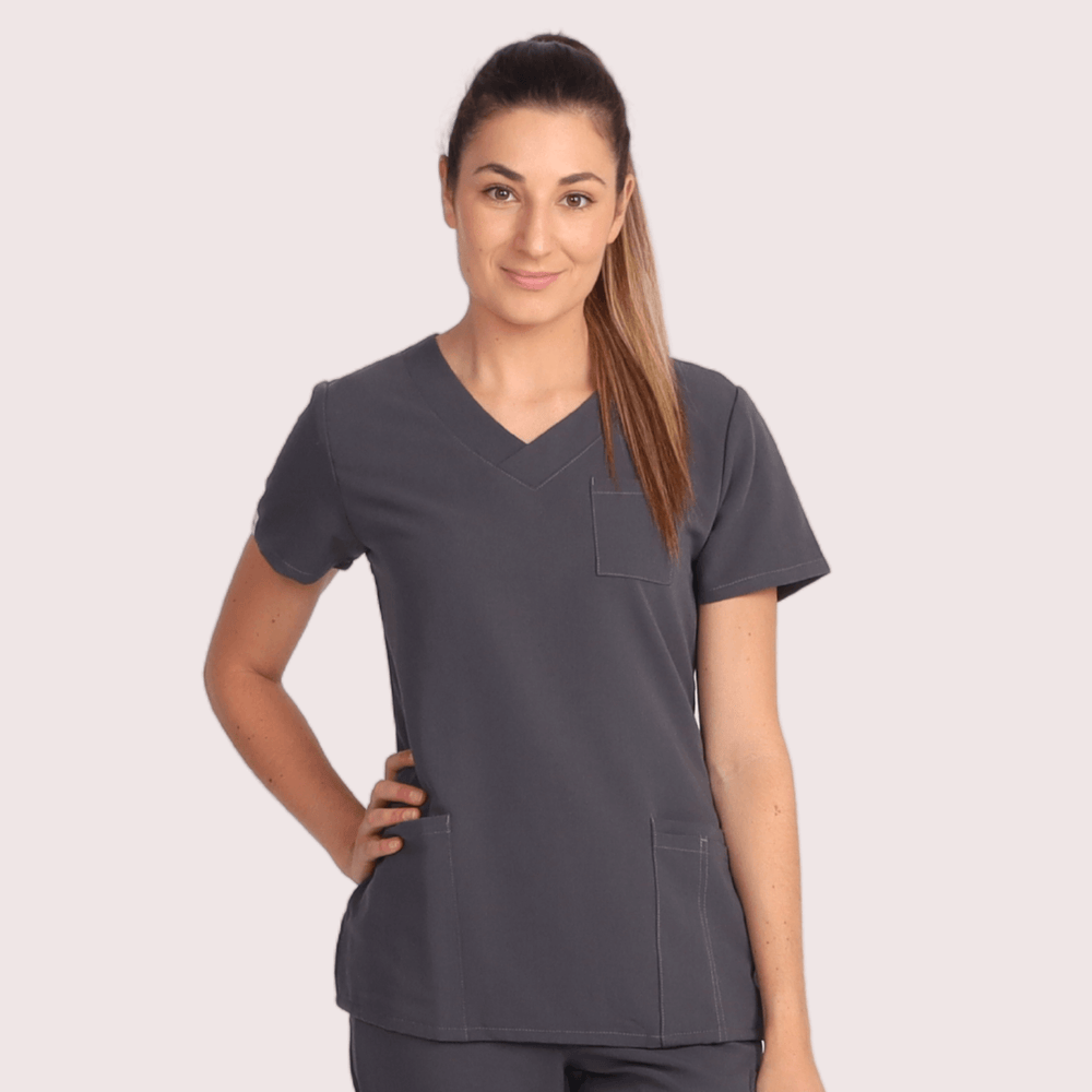 Fit Right Medical Scrubs_Comfort Fit Medical Scrub Top_Charcoal1.png