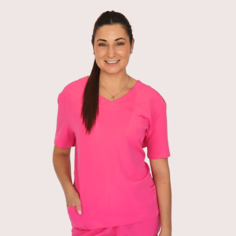 Fit Right Medical Scrubs_Comfort Fit Medical Scrub Top_Hot Pink1