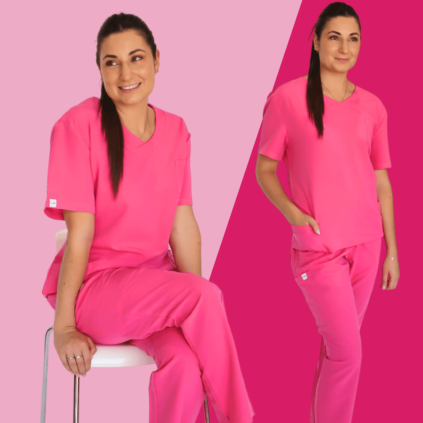 Fit Right Medical Scrubs_The Essential Everyday Set_Hot Pink.png