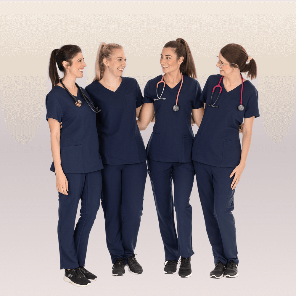 
                      
                        Nurses wearing Navy Scrub Pants from Fit Right Medical Scrubs
                      
                    